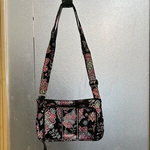Vera Bradley Black and Pink Floral Shoulder Bag